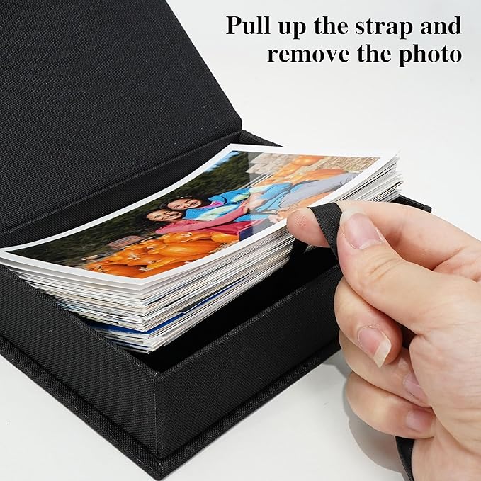 Yopih 4x6 Linen Photo Storage Box - Ideal for Preserving and Organizing Your Precious Photos, Certificates, Scrapbooking Supplies, Keepsakes, and Jewelry Black