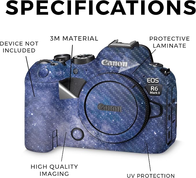 Carbon Fiber Camera Skin Compatible with Canon EOS R6 Mark II Camera (2022) - Blue Stars - Premium 3M Vinyl Protective Wrap Decal Cover - Easy to Apply | Crafted in The USA by MightySkins
