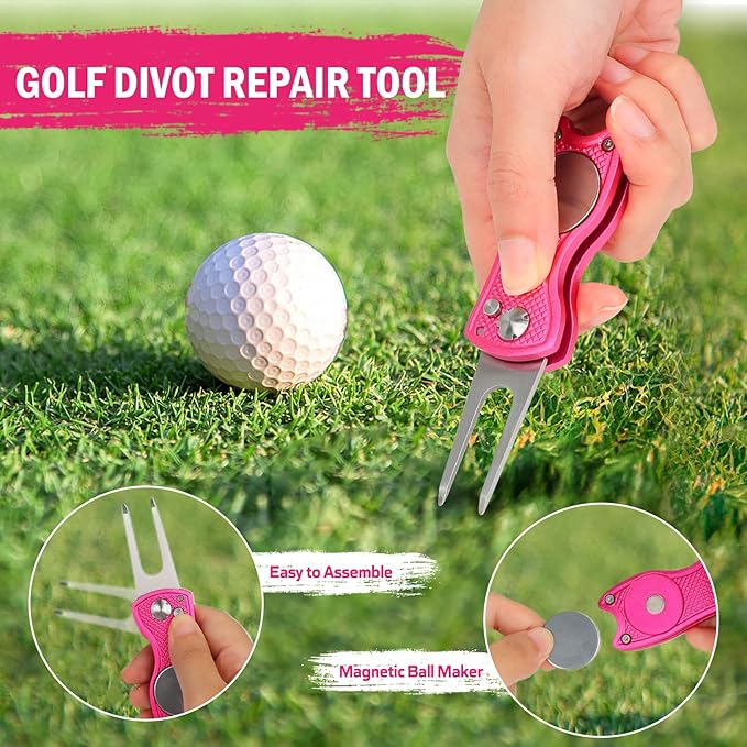 Golf Club Cleaning Kit,Golf Accessories,Golf Cleaning Kit with Golf Club Cleaner Water Brush,Towel,Divot Repair Tool,Groove Sharpener,Golf Ball Alignment Complete Golf Kit