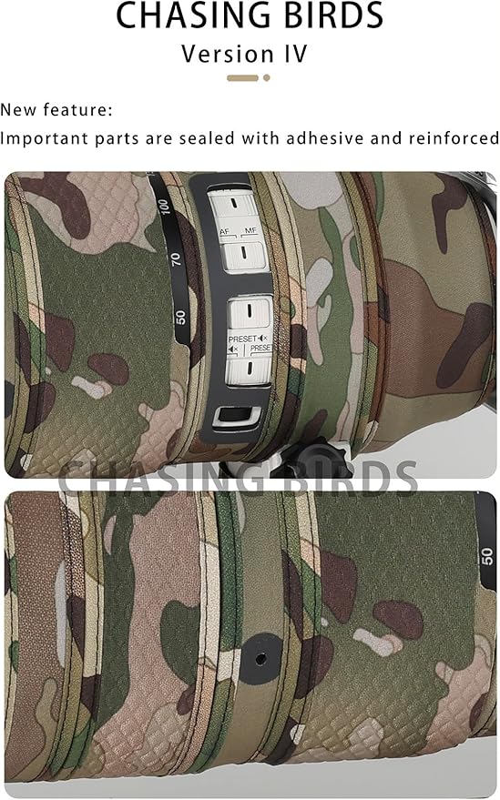 CHASING BIRDS Lens Camouflage Waterproof Coat for Olympus M.ZUIKO Digital ED 50-200mm F2.8 is PRO Rainproof Lens Protective Cover Version IV (Digital Camouflage, with 1.4X TC (MC-14))