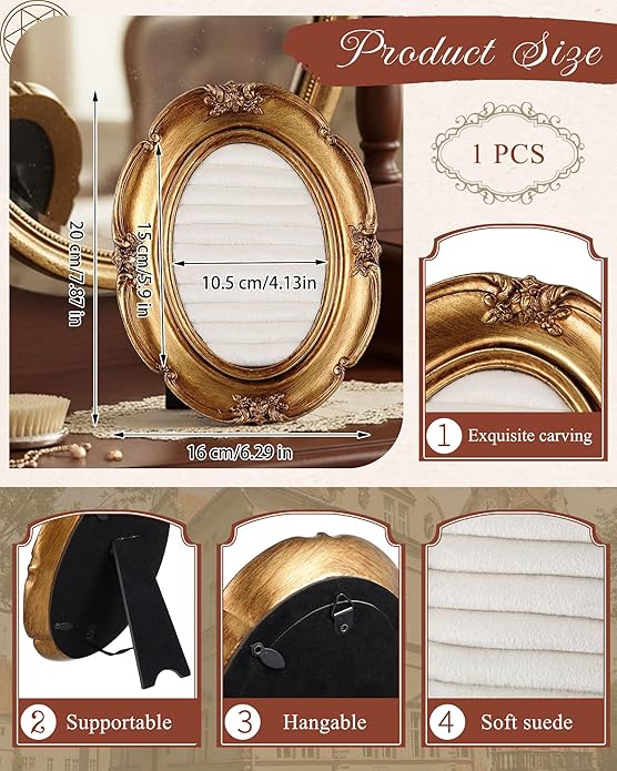 Jewelry Display Stand Vintage Necklace Organizer Ring Holder Earring Tray Resin Jewelry Photography Props Frame with Velvet Backing for Gifts