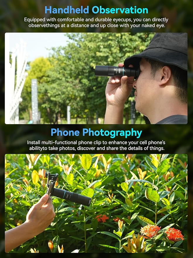 MIAO LAB 10X Telephoto Lens & 200mm Macro Lens, 2-in-1 Aluminum Phone Camera Lens Kit with Universal Clip. Phone Lens Attachment Fit for iPhone 16/15/14/13, Samsung, Android Phone and Most Smartphone