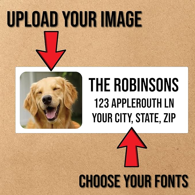Personalized Return Address Labels with Photo or Logo | Upload Your Picture | 120-1000 Stickers on Sheets | Custom Self Adhesive Mailing Sticker | Full Color on White Print Your Own