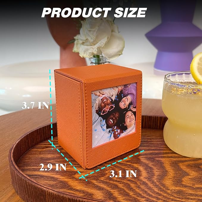 WOGOZAN Picture Holder Case for Fujifilm Instax Link Square SQ40 SQ1 SQ6 SQ10 SQ20 SP-3 Instant 2.9x3.4 Inches Film Camera Accessories Photo Pouch Protection Case Can Hold 80 Films (Only One)- Brown