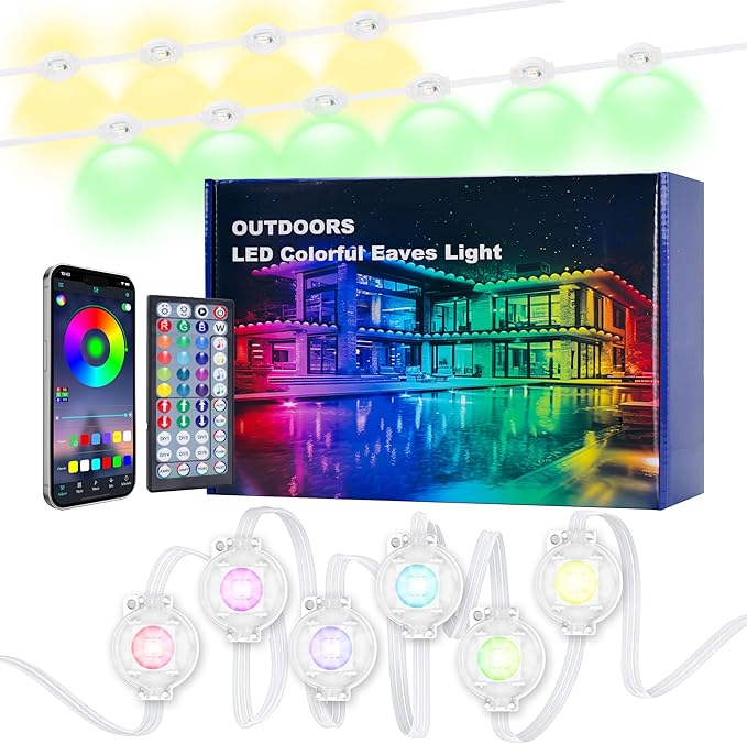 RGB Permanent Outdoor lights, 200FT Smart LED Eaves Lights with APP/Remote Control, IP67 Waterproof Outdoor Lights for House - Ideal for Christmas, Halloween, Party, Garden, Patio Home Decoration