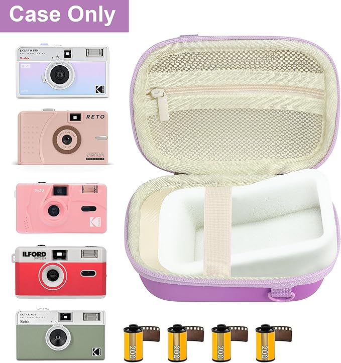 Leayjeen Digital Camera Case Compatible with KODAK EKTAR H35 H35N Half Frame Film Camera,Storage Holder Organizer for Kodak Ultra F9 M35 M38 Paper Shoot Camera-Pueple(Case Only)