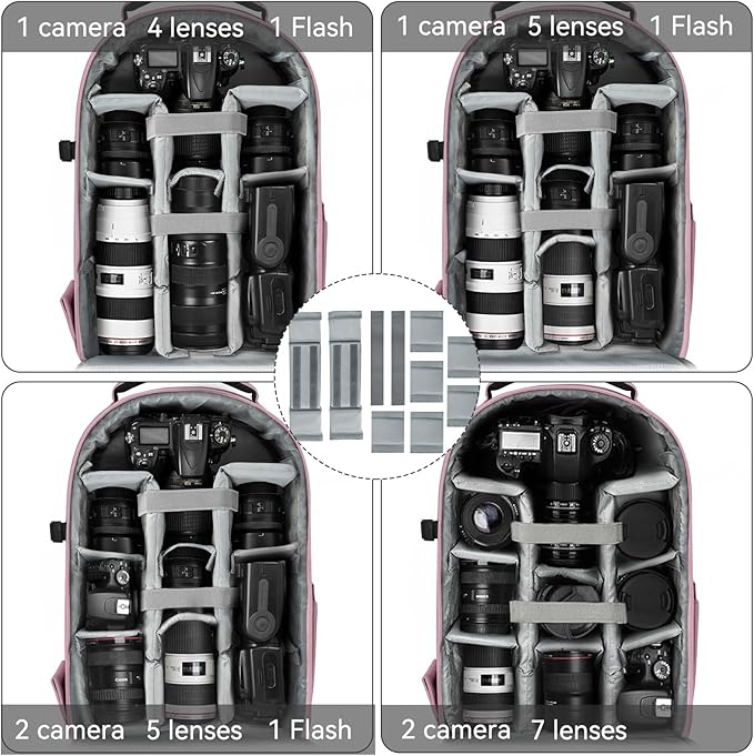 Camera Backpack, Hardshell DSLR Photography Camera Bag with Rain Cover, Waterproof Hard Shell Camera Case with Tripod Holder & 15.6" Laptop Compartment Compatible with Canon/Nikon/Sony/DJI Mavic Drone