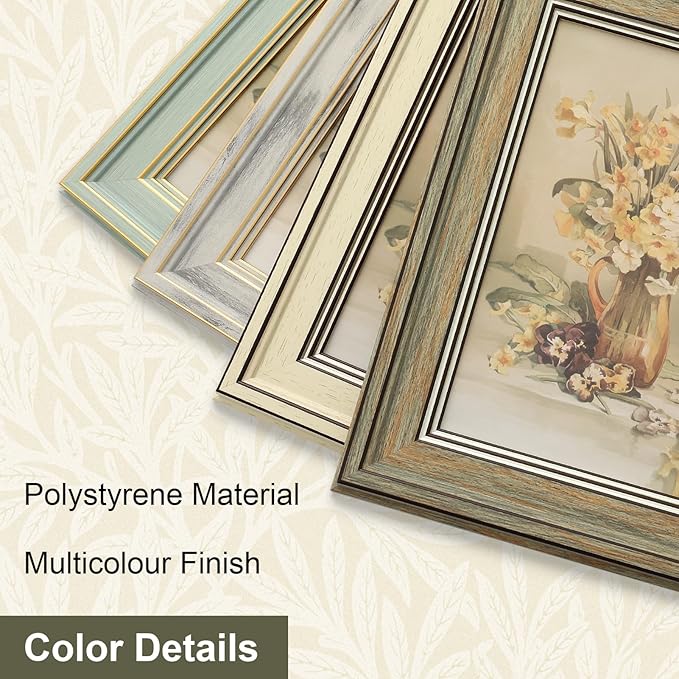 Vittanly 5x5 Picture Frame Set of 4, Vintage Photo Frame for Wall or Tabletop, Display 5x5 Pictures, Rustic Farmhouse Home Decor, Multicolour