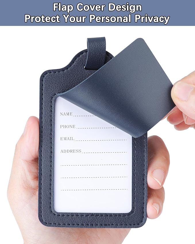 Teskyer Luggage Tags, Thick & Durable, Easy to Identify, Privacy Protection, TSA Approved Travel Essentials Suitcase Tags - 2 Pack, Blue