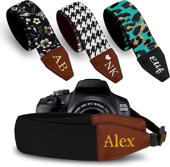 Art Tribute Camera Strap for All DSLR and Mirrorless Cameras. Add Your Name Or Initials Make It a Personalized Gift