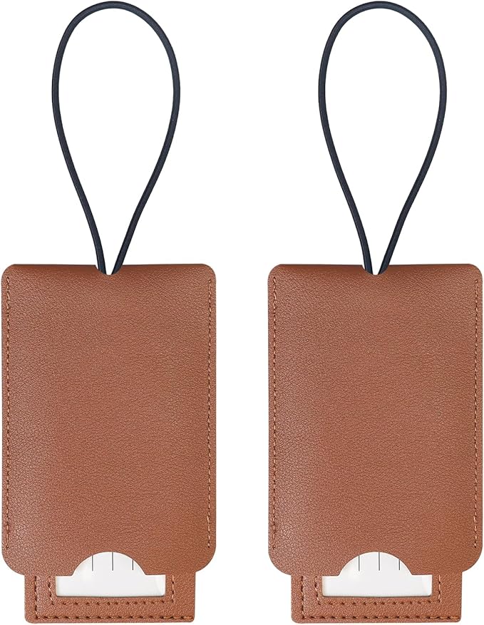 Gloppie Luggage Tags for Suitcases PU Leather Travel Bag Tag for Luggage Brown 2 Pack