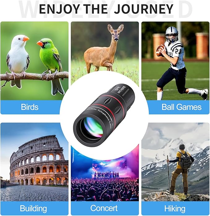 36X Telephoto Lens Kit for iPhone and Android Cell Phones, Long Focus Telephoto Phone Lens with Universal Clip, Suitable for Outdoor Picture Video Taking