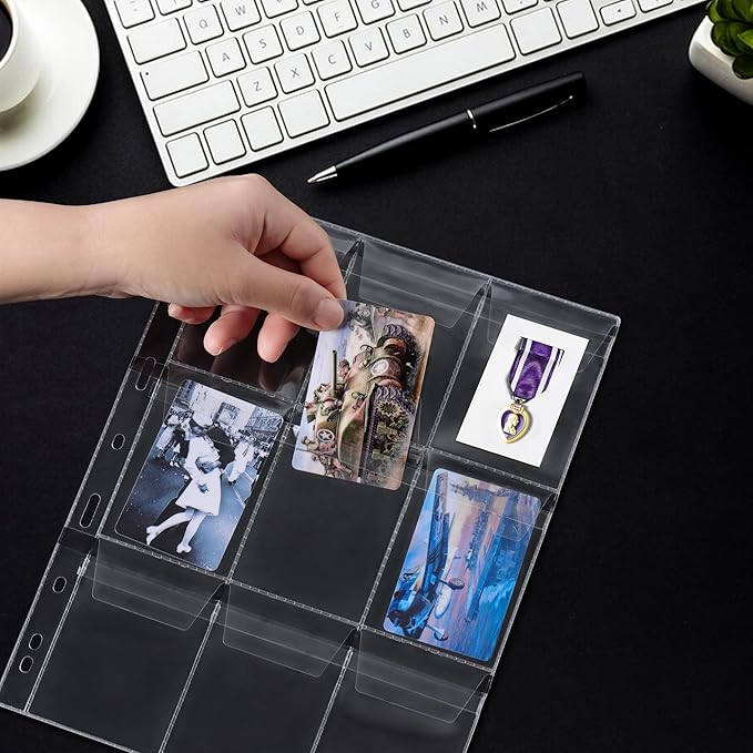 90 Pockets Coin Binder Pages - 2.5×3.3 inch Holders 10 pcs Loose-Leaf Sheets Acid-Free Collection Holders for Medallion Coin Stamp Currency Collecting Supplies 65x84 mm / 2.56x3.30 inch CS03209
