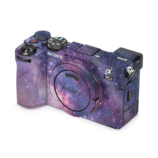 Glossy Glitter Camera Skin Compatible with Sony Alpha 7CR Camera (2023) - Violet Stars - Premium 3M Vinyl Protective Wrap Decal Cover - Easy to Apply | Crafted in The USA by MightySkins