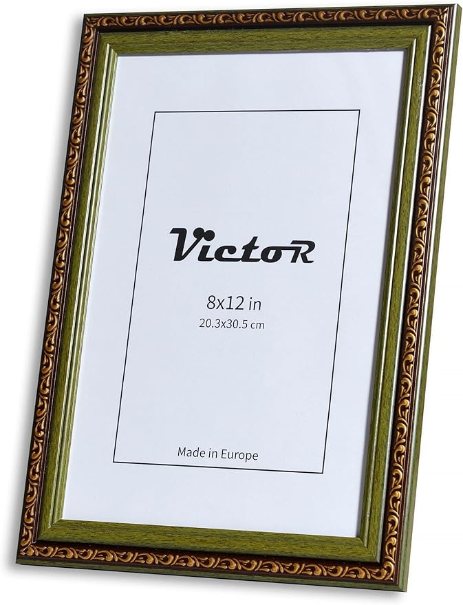 VictoR Picture Frame Chagall 8x12 Brown Green-Picture Frame for Photos in Size 8x12 Inch - Vintage Design with Shatterproof Acrylic Glass - Antique - only for hanging