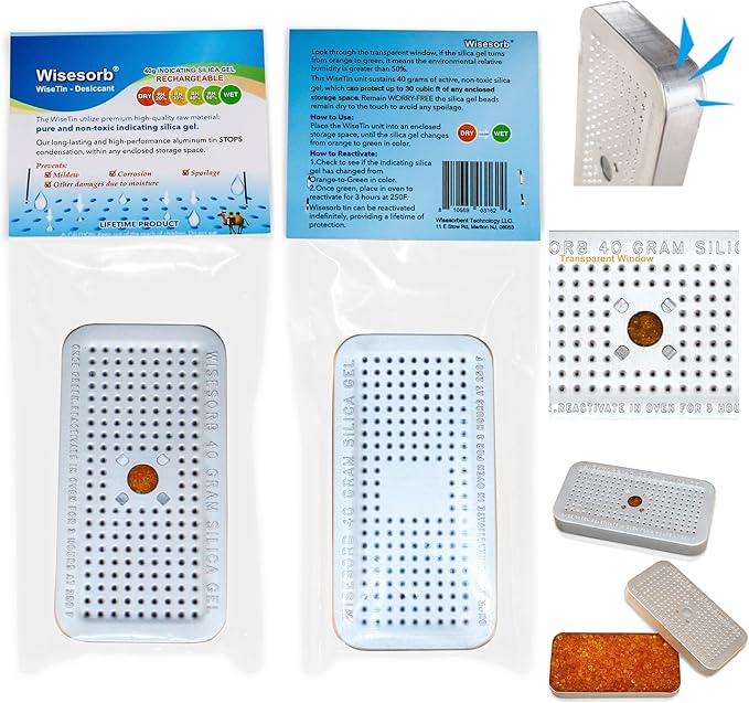 40 Gram Silica Gel Canister, 20 Packs Silica Gel Desiccant Canister (Orange to Green), Reusable Desiccant Dehumidifier