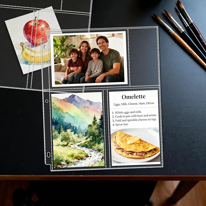 VOKOY 50 Pack 4" x 6" Clear Photo Sleeves for 3 Ring Binder, Double Sided 3-Pocket Sheet Protectors Archival Photo Album Postcard Refill Pages Storage Pockets Organizer, 300 Pockets