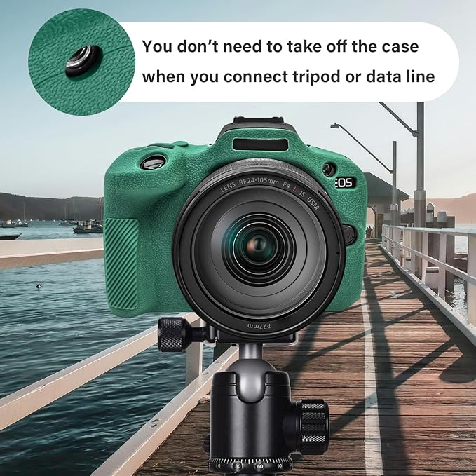 EOS R100 Camera Case Accessories Kit - Silicone Protective Case for Canon eos R100[Green] & LCD Screen Protector for Canon R100[2 Packs] & Camera Hot Shoe Cover for R100