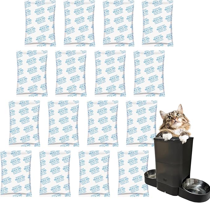 16pcs Pet Food Desiccant Bag Compatible with Honeyguaridan Automatic Cat Feeder, Desiccant Packs Replacement with Color Indicating for Automatic Pet Feeder, Keep Cat Dog Food Dry and Fresh