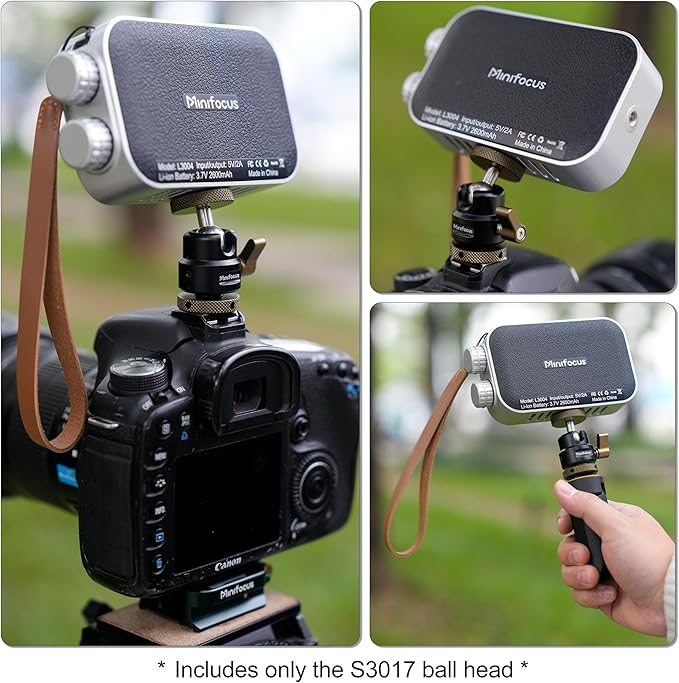 MINIFOCUS Mini Ball Head, Metal Tripod Ballhead with 1/4" Cold Shoe Adapter, 360° Swivel 125° Tilt Ball Heads for Camera, Camcorder, Phone Holder, Max Load 11lb