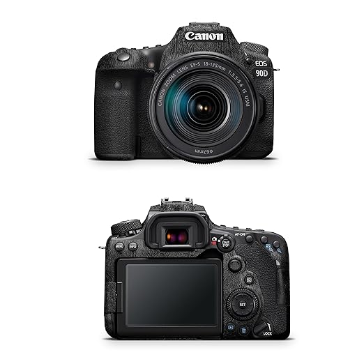 Camera Skin Compatible with Canon EOS 90D Camera (2019) - Black Leather - Premium 3M Vinyl Protective Wrap Decal Cover - Easy to Apply | Crafted in The USA by MightySkins