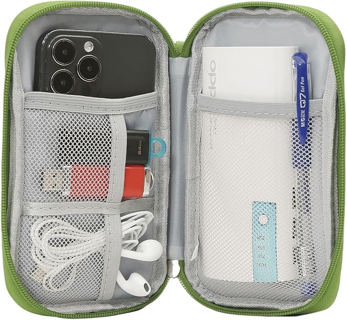 Electronics Organizer Travel Case, Travel Cable Organizer Bag Pouch Electronic Accessories Carry Case Waterproof Electronic Bag for Cable, Cord, Charger, Power Bank, Earphone (Green)