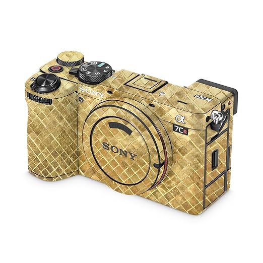Carbon Fiber Camera Skin Compatible with Sony Alpha 7CR Camera (2023) - Gold Tiles - Premium 3M Vinyl Protective Wrap Decal Cover - Easy to Apply | Crafted in The USA by MightySkins