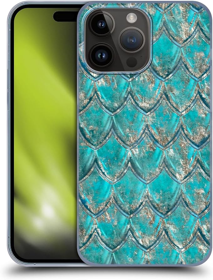 Head Case Designs Officially Licensed LebensArt Teal Silver Mermaid Patterns 2 Hard Back Case Compatible with Apple iPhone 15 Pro Max