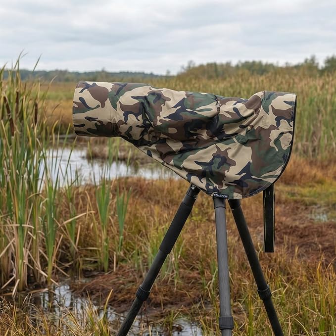 Rolanpro Waterproof Camera Lens Rain Cover Raincoat for Canon RF 200-800mm F6.3-9 is USM Super-telephoto Zoom Lens # Green Camo
