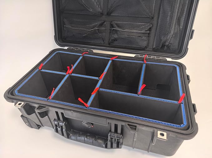 LAFENLIN UPGRADE DIY Divider System for Pelican 1510 Case, Customizable Organizer with U-Clips & Red Pull Tabs, Secure Foam Inserts for Tools, Camera, Medical, Tactical Gear (Case NOT Included)