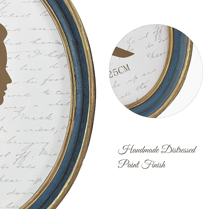AELS 8x10 Inch Vintage Picture Frame, Elegant Antique Photo Frames with Glass Front, Photo Display, Tabletop Wall Hanging, Gift Ideas, Blue Oval with Gold Trim
