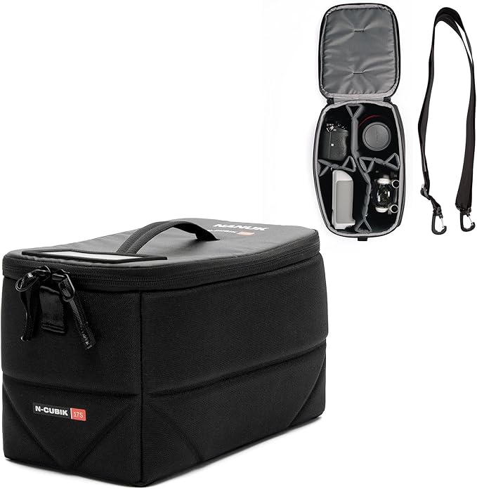 NANUK N-Cubik 17S Camera Bag Insert with Shoulder Strap – Small Water-Resistant Cube – Shockproof Protective Camera Insert for Backpack – Perfect for Tech Gear & Accessories (11.4” x 7” x 6.6”)