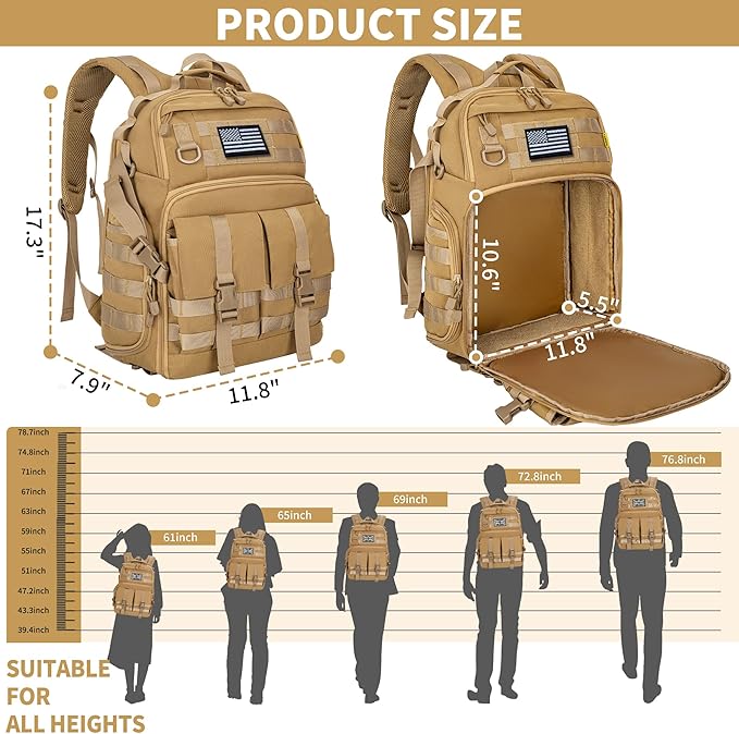 TORIBIO Camera Backpack for DSLR/SLR/Mirrorless Photography Camera, Water-resistant Tactical Camera Travel Bag Backpack Case with 15.6" Laptop Compartment, Tripod Holder