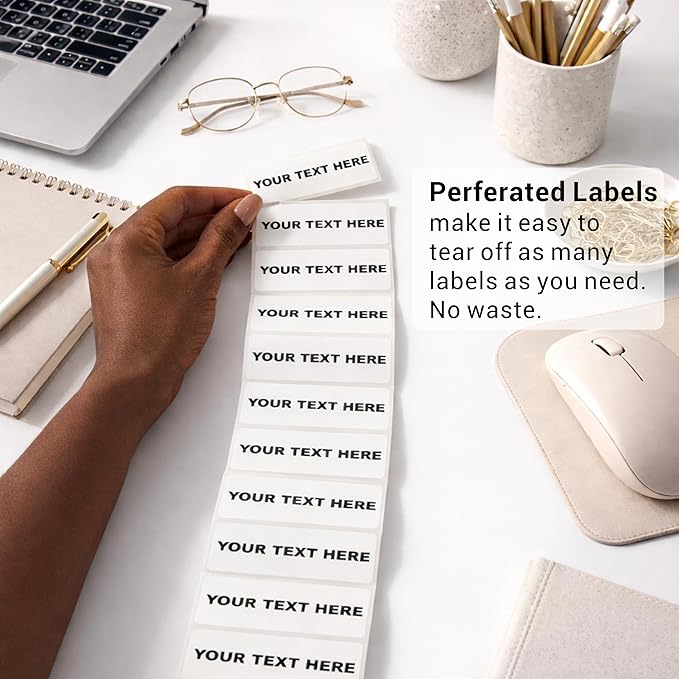 White Address Labels - Personalized Name Stickers, Custom Printed Return Mailing and Shipping Labels for Envelopes, Packages, Business, Home by PrettySweetParty (250, Serif and Script)