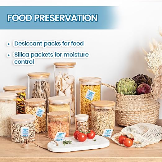 200PCS 2g Silica Gel Packets, Moisture Absorbers Desiccant Packs for Storage, Clothes, Shoes, Electronics, 3D Printer Filament, Jewelry, Spices, Safes, Tools