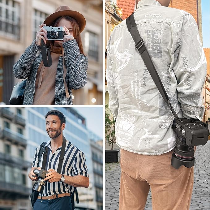 FIEIL Camera Strap with Quick Release Plate, Universal Camera Strap with Quick Release and Connection, Smooth and sturdy, Equipped with Comfortable Silicone Shoulder Pad, Strap Width 1.5''(3.8cm)