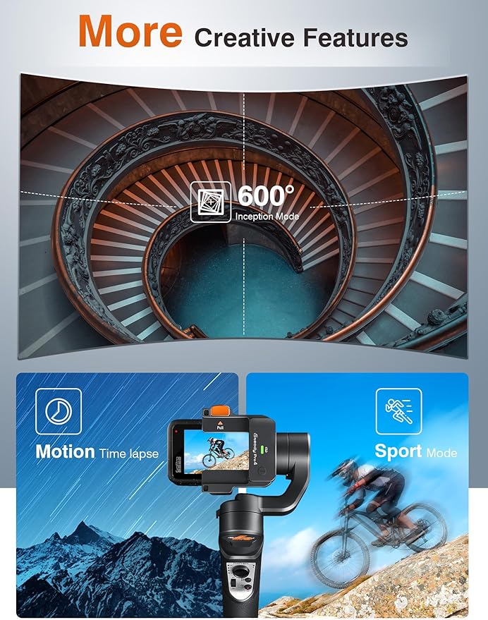 3 Axis Gimbal Stabilizer for Gopro Hero 13/12/11/10/9, Handheld Stabilizer for Gopro for Video Recording, IPX4 Waterproof, Bluetooth Control, Compatible with Osmo Camera, Insta360, hohem iSteady Pro4