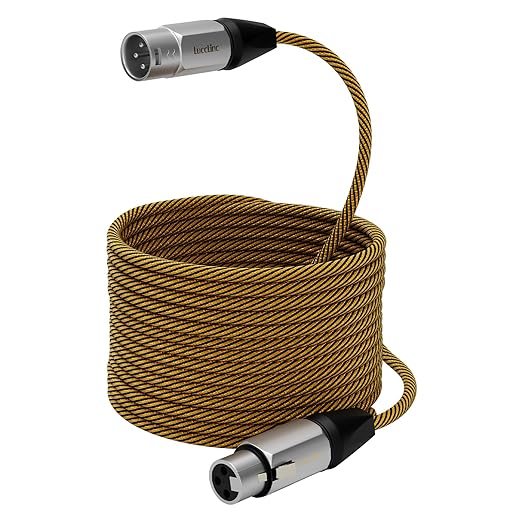 25ft XLR Cable, Long Balanced Microphone Cord, Nylon Braided XLR Patch Cable,3-Pin Male to Female for Stage Recording PA System