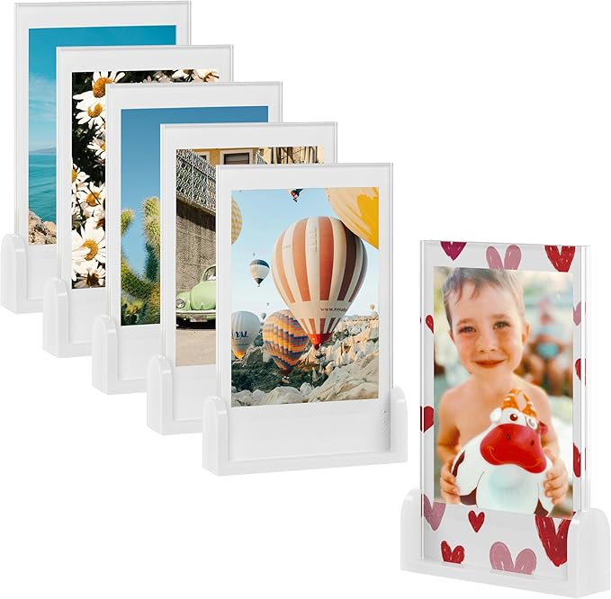 Mini Instax Frame, Polaroid Picture Frame, 2x3 Picture Frames for Polaroid Fujifilm Instax Mini Film, White Baby Photo Frame, Small Wallet Size Picture Frame (6 Pack)