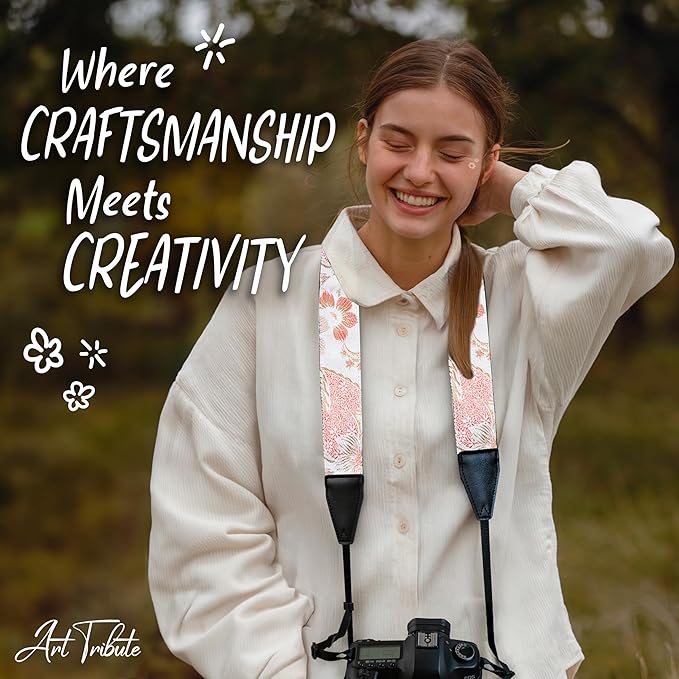 Art Tribute Camera Strap for All DSLR and Mirrorless Cameras. Add Your Name Or Initials Make It a Personalized Gift