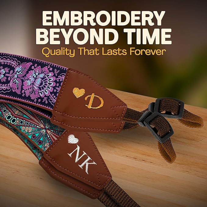 Art Tribute Camera Strap for All DSLR and Mirrorless Cameras. Add Your Name Or Initials Make It a Personalized Gift