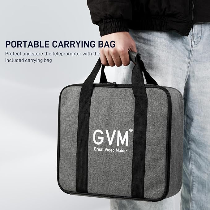 GVM 12" Teleprompter for iPad Tablet Phone DSLR Camera, Collapsible Teleprompter Kit with Installation Free Design, HD Refective Display, APP Remote Control, Carry Case, for Video Recording