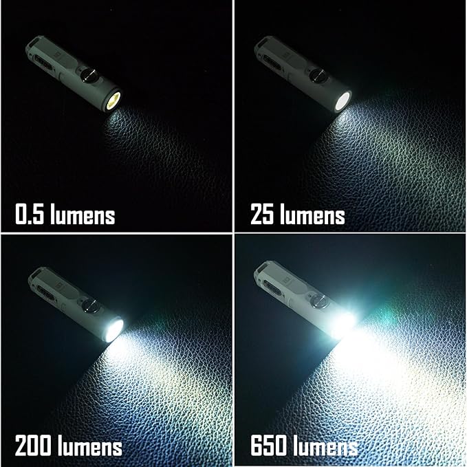 RovyVon A3 Gen 4 Keychain Flashlight- Super Bright 650 Lumens, USB C Rechargeable EDC Flashlight Water-Resistant, Lightweight- Ideal for Everyday Carry, Camping, Hiking, Emergency (Mao White)