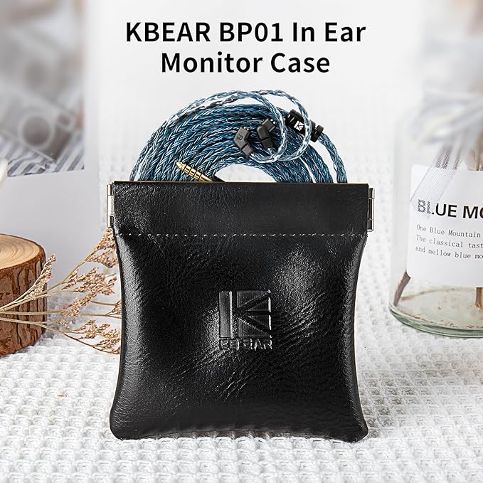 1 Pack Earphone Storage Case Bag for IEM,in Ears,Earbuds,Portable Carrying Storage Case,Travel Bag Leather Jewelry Pouch, Kbear BP01 Suitable for KZ ZS10/ZS10 Pro/ZST/ZS10 PRO X/AS10/AS16/CastorZA12