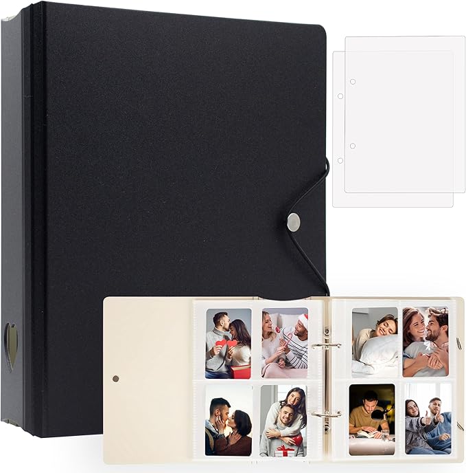 200 Pockets Photo Album for Fujifilm Instax Mini 11 12 9 8+ 8 7+ LiPlay Film, Photocard Binder for Polaroid SnapTouch PIC-300 Z2300 Photo Printer, 2x3 Photo Book for Kpop Card (Black)
