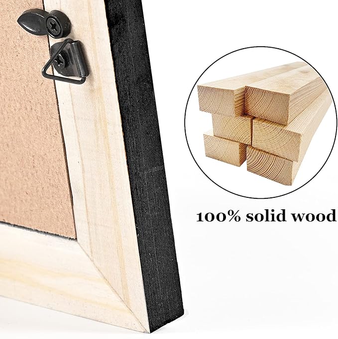 4 x 4 Picture Frames Square Wood Black Distressed Simple Striped Border Designed Wooden Photo Frame with HD Glass for Tabletop Display Wall Mount Wedding Baby Family Farmhouse Collage Home Office Decor
