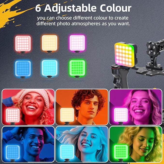 Zeadio Camera Video Rig Cage, Aluminum Filmmaking Movie Making Kit with Top Handle, Arca Type Base, 15mm Rod Guide, RGB Light&Microphone, Compatible with All DSLR Camera and Camcorder