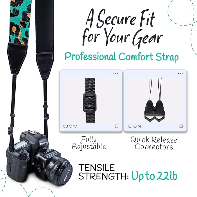 Art Tribute Camera Strap for All DSLR and Mirrorless Cameras. Add Your Name Or Initials Make It a Personalized Gift