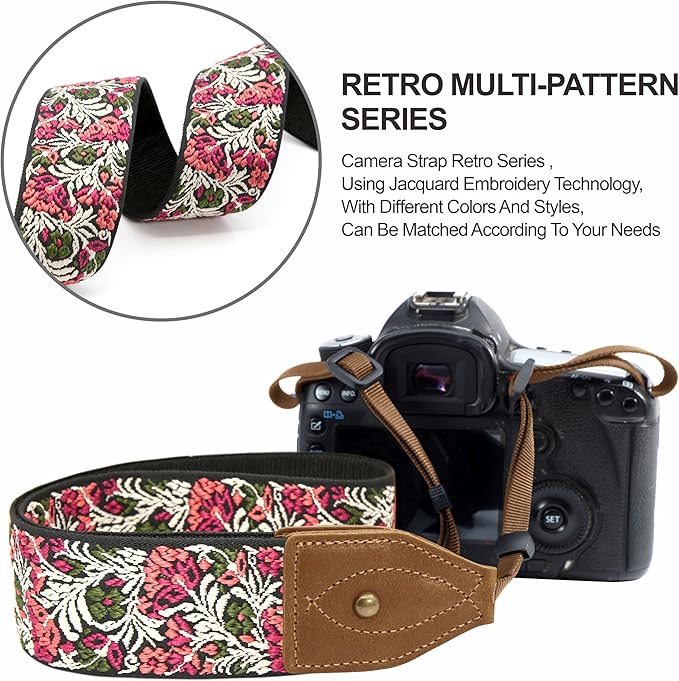 Padwa Lifestyle 2" Wide Classic Crazy Horse Art Cowhide Head Cotton Camera Straps for Photographers
