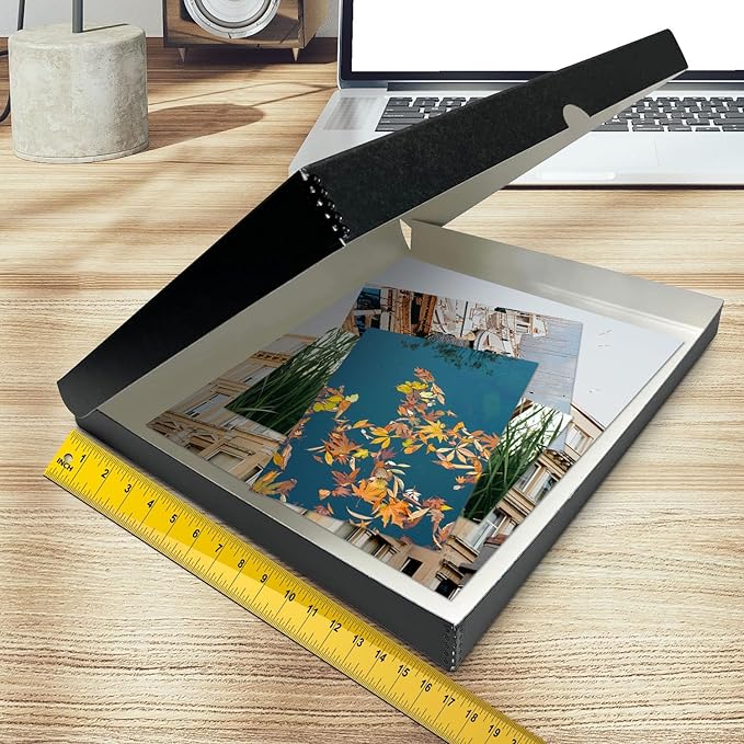 Golden State Art, Archival Folio Storage Box 16x20, Clamshell Design with Metal Edge, Preserve and Store Photos Documents Cards Prints Arts Crafts DIY, Black, Pack of 2